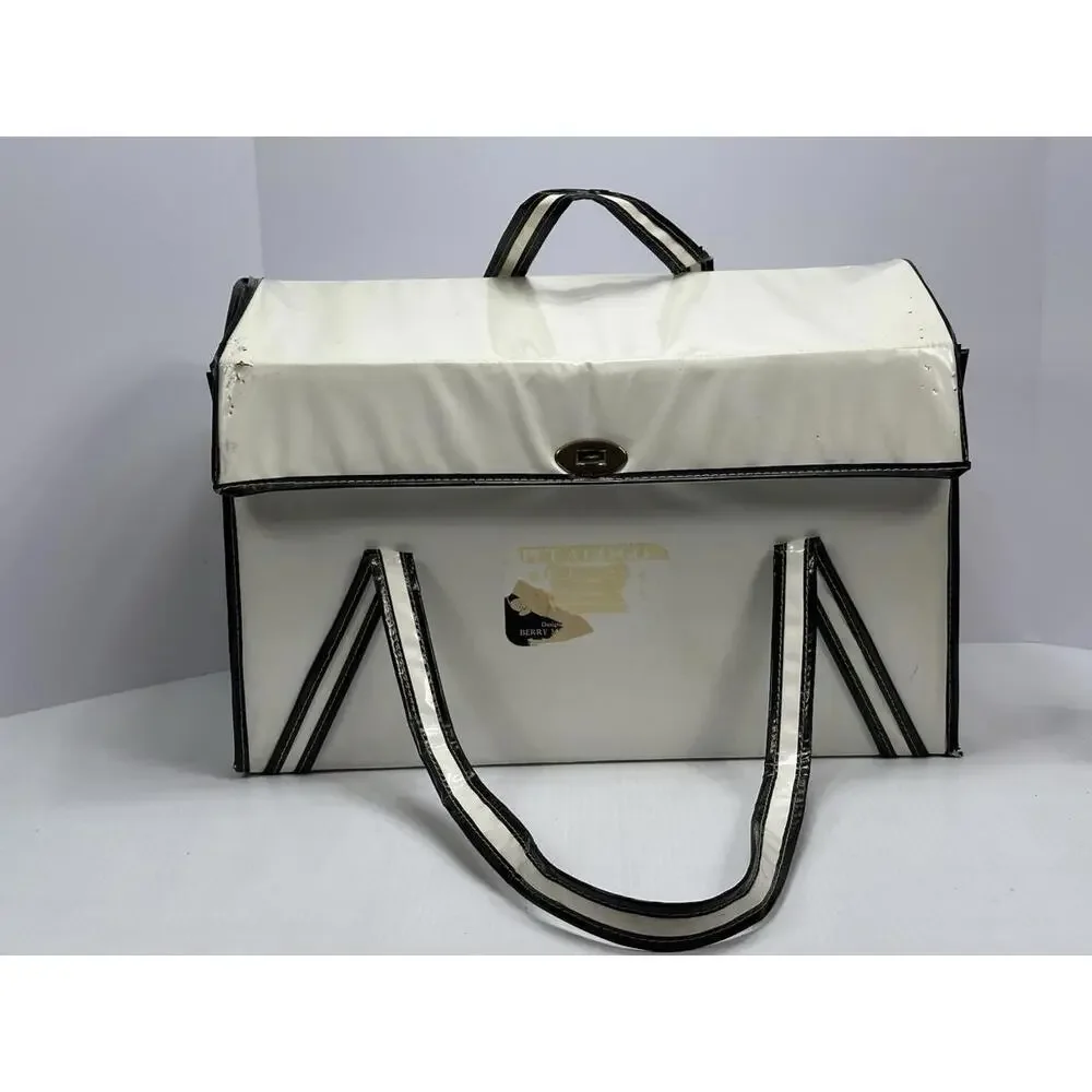 Vintage 1960's PET‎ A GO GO Dog Carrier Vented Hippie Dog BOHO White Vinyl